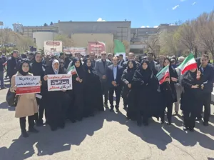 اعلام انزجار از اقدامات غیر انسانی آمریکا و رژیم صهیونستی در تجمع اعتراضی دانشگاهیان